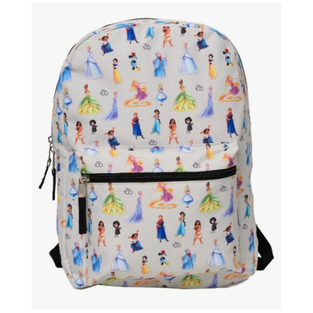 Disney 100 Years Celebration Characters All-Over Print 16" Deluxe Nylon Backpack